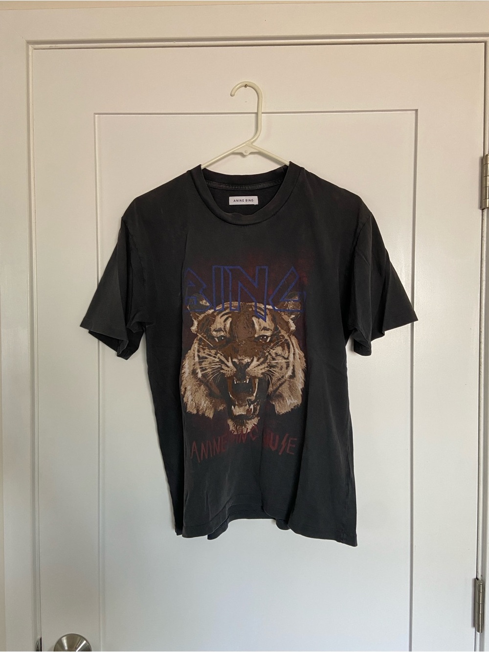 Anine Bing Black Graphic Tiger Tee